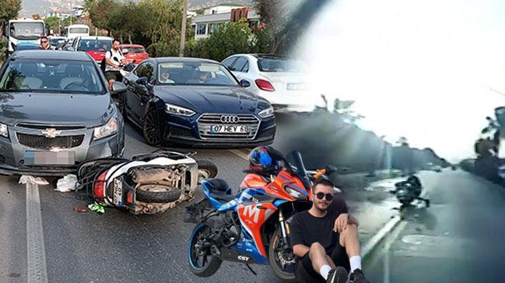 Motosiklet sürücüsünün feci şekilde can verdiği kaza kamerada