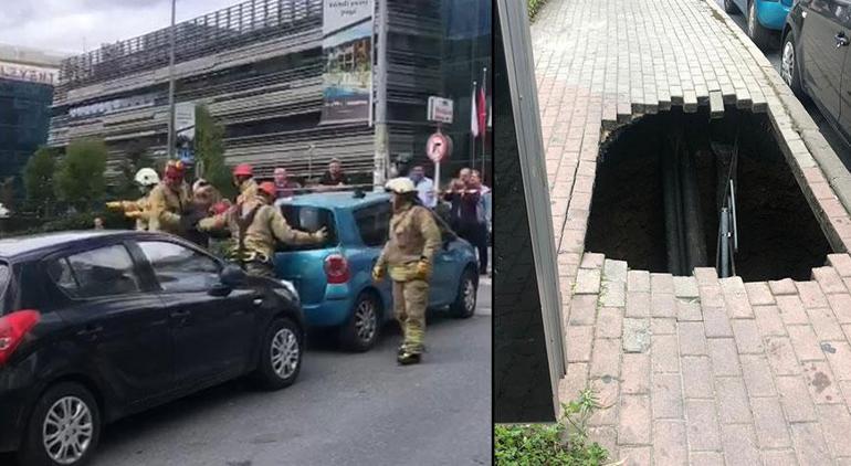 Yer: Şişli! Kaldırım çöktü, yolda yürüyen kadın içine düştü