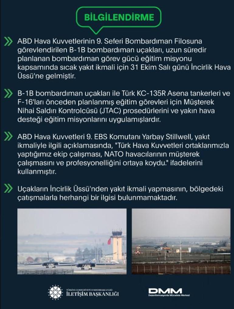 Amerikan bombardıman uçakları İncirlik Hava Üssü'nde