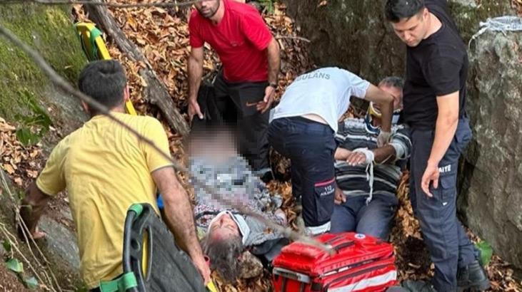 Abla-kardeş kabusu yaşadı! Mantar toplarken uçurumdan düştüler