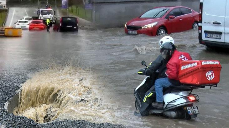İstanbul’u sağanak vurdu: Cadde ve sokaklar göle döndü