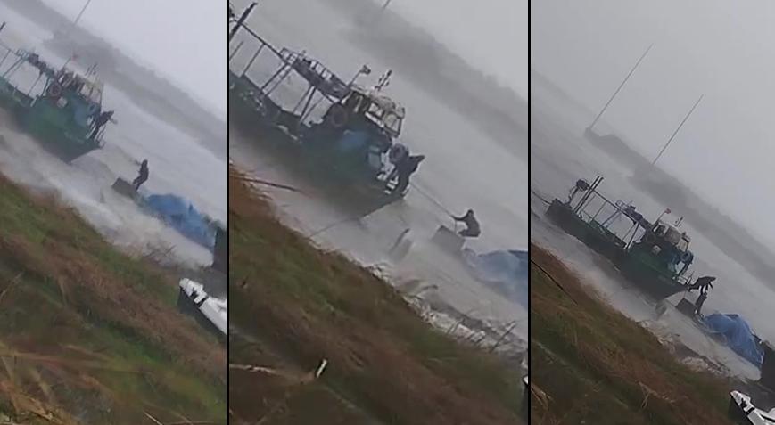 Fırtınada kabusu yaşayan balıkçıyı oğlu kurtardı