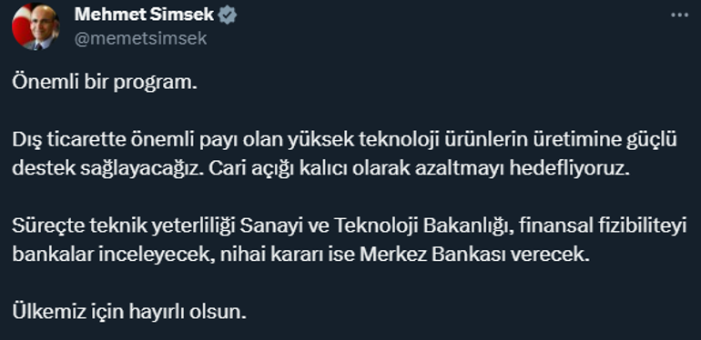 Bakan Şimşek 'Önemli bir program' diyerek açıkladı: Cari açığı azaltmayı hedefliyoruz