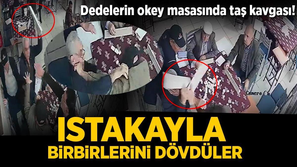 Dedelerin okey masasında taş kavgası! Istakayla birbirlerini dövdüler