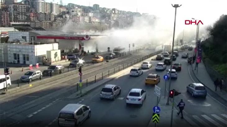 Otomobil akaryakıt istasyonuna daldı! Yayılan gaz panik yarattı