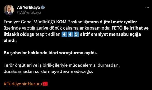 FETÖ ile mücadelede son dakika gelişmesi! 445 aktif emniyet mensubu açığa alındı