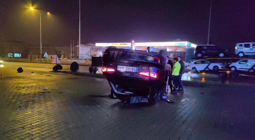 Aracı babasından izinsiz aldı takla attı!