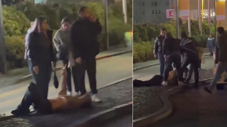 Bu görüntüler İstanbul’dan! Taksi şoförü kadını yere düşürdü, tokat attı