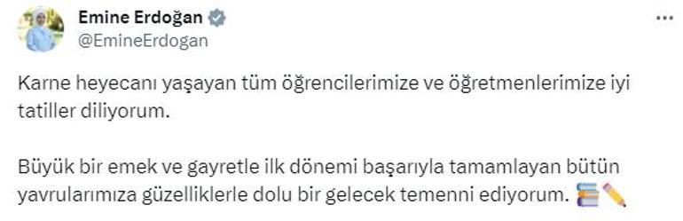 Emine Erdoğan'dan karne günü mesajı