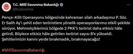 Askerimizi şehit eden teröristlere operasyon! 8 PKK'lı etkisiz hale getirildi