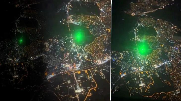 Uçağının içindeki yolcu kuleye lazer tutunca gözaltına alındı