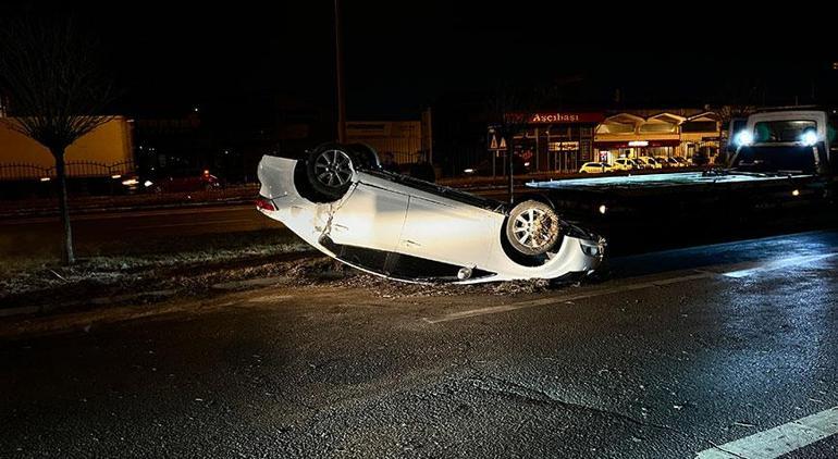 Takla atan otomobilden emniyet kemeri sayesinde burnu bile kanamdan çıktı