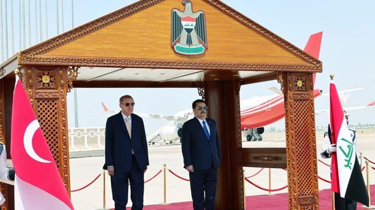 Cumhurbaşkanı Erdoğan'a Irak'ta resmi törenle karşılama