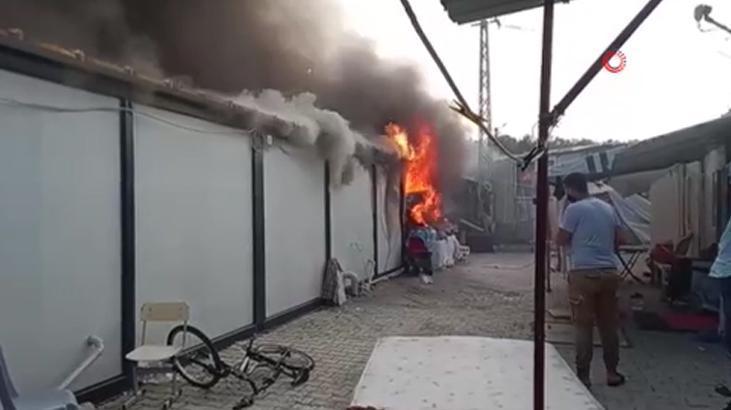 Hatay’da depremzedelerin kaldığı konteyner kentte yangın