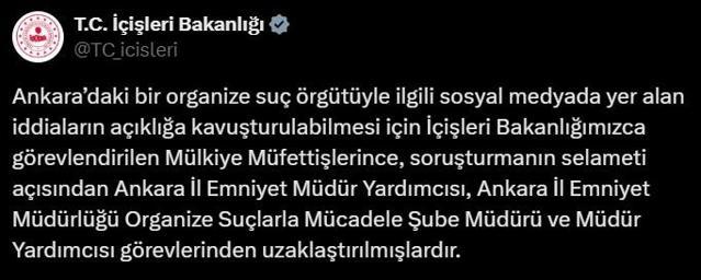 İçişleri duyurdu! Ankara Emniyeti'nde 3 isim görevden uzaklaştırıldı