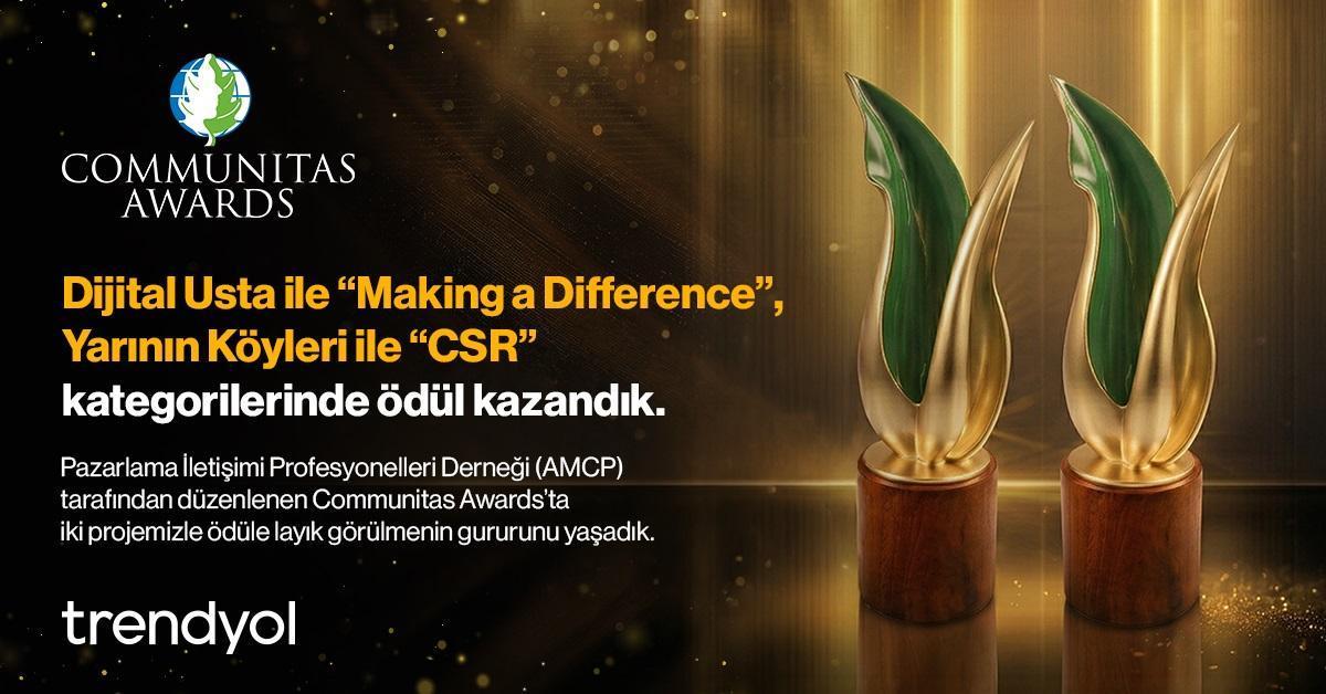 TRENDYOL’A ULUSLARARASI SOSYAL SORUMLULUK ÖDÜLÜ: İKİ PROJEYE BİRDEN TAKDİR