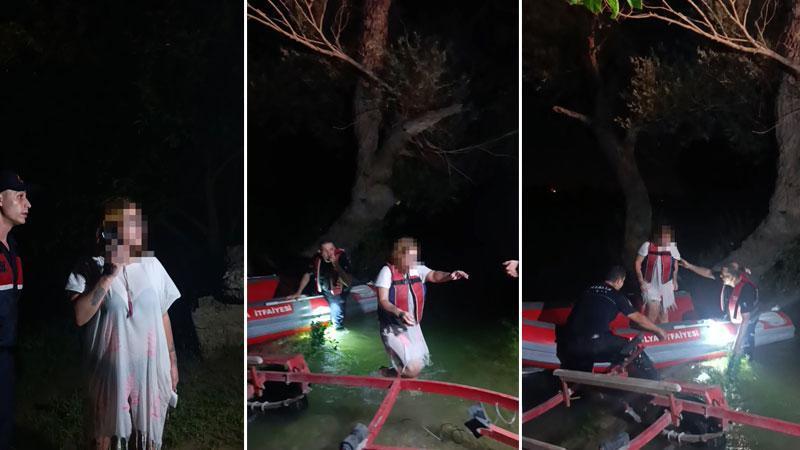 Su yükselince adacıkta mahsur kaldı: İtfaiye ekipleri kurtardı