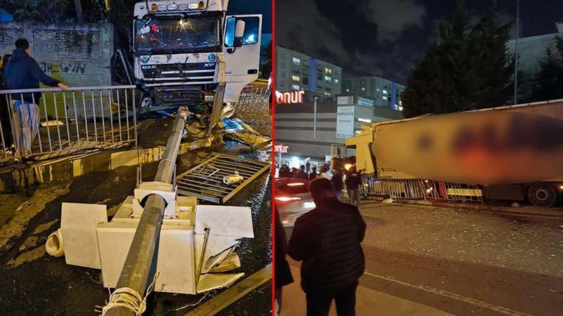 Hadımköy’de TIR otobüs durağına daldı