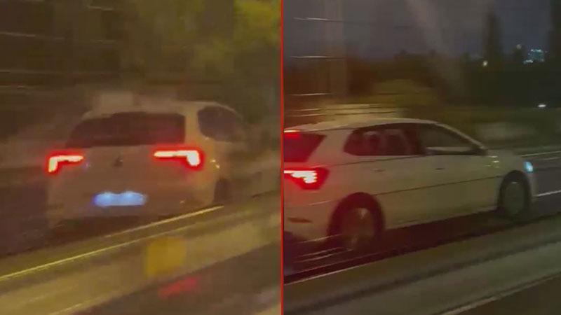 Üsküdar’da ters yönde ilerleyen otomobil kamerada